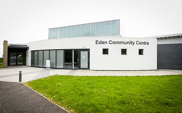 Ground level, accessible entrance to Eden Community Centre.