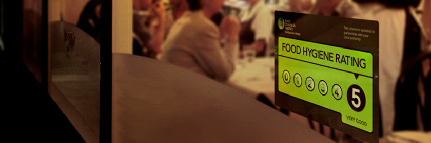 Photograph of a food hygiene rating