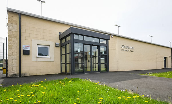 Ground level, accessible entrance to Greenland Community Centre.