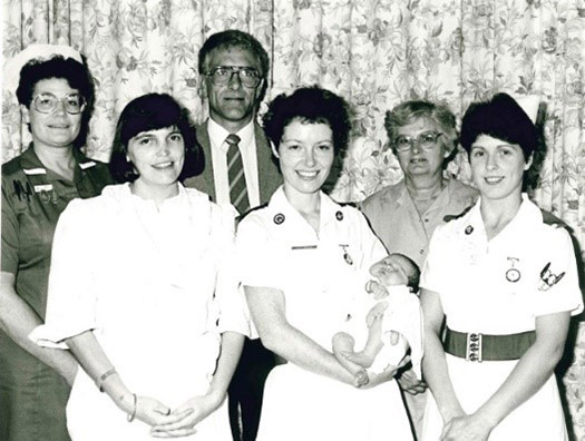 Photograph of the last baby born at Carrickfergus hospital in 1988
