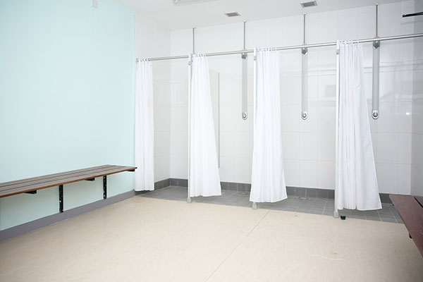Changing room with shower facilities at Castleview Pavillion.