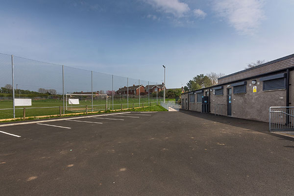 Car parking and accessible entrance to the Dr John McKelvey Community Centre.