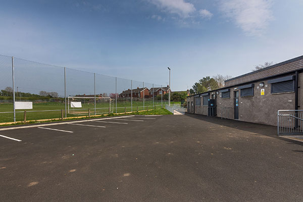 Car parking and accessible entrance to the Dr John McKelvey Community Centre.