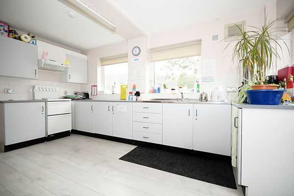 Kitchen area at Glynn Village Hall.