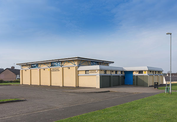 Ground level, accessible entrance to Kells & Connor Community Centre.