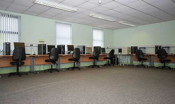 A view of the computer room at Oakfield Community Development Centre.