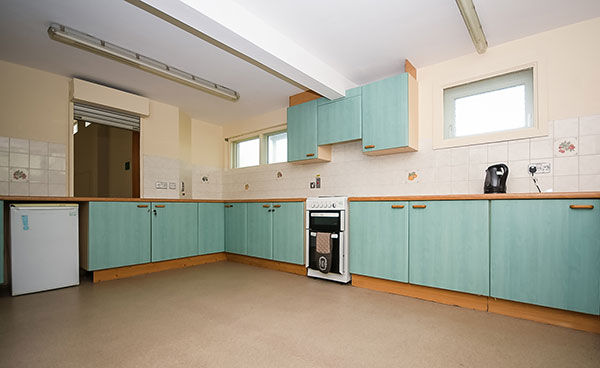 A view of the kitchen in Woodburn Community Centre.