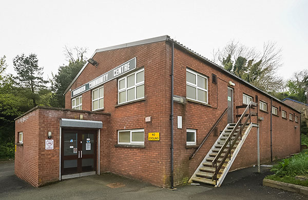 A view of the ground level entrance to Woodburn Community Centre.