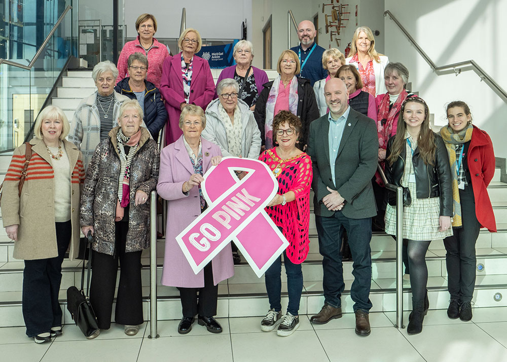 Mayor with representatives from Cancer Focus NI.