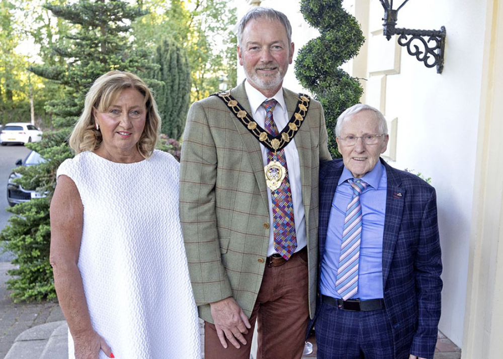 Mayor of Mid and East Antrim, Alderman William McCaughey with Interim Chief Executive for Mid and East Antrim Borough Council Valerie Watts and Tommy Adger.