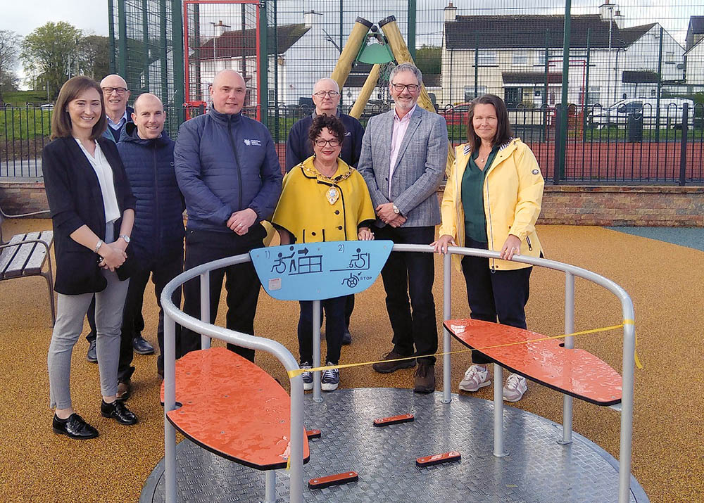 Group pic – L - R Stephenie Bell, WH Stephens Barney Graham, WH Stephens Paul Hughes, MEA Cllr Alan Barr Mayor Ald Geradine Mulvenna Neil Scobbie, MEA Ald William McCaughey Lindsay Houston, MEA