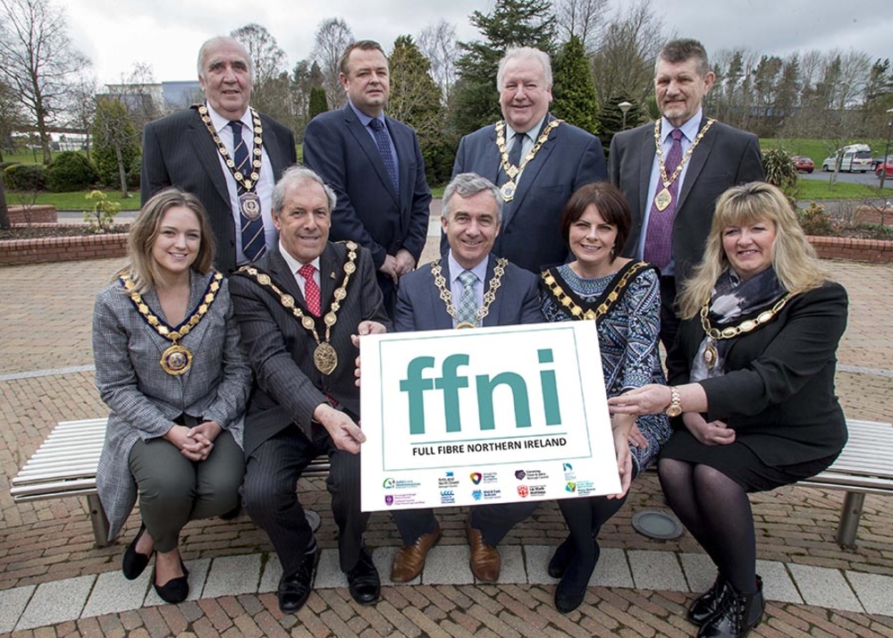 Chairman of Fermanagh and Omagh District Council Cllr Howard Thornton, Cllr R Foster, Antrim and Newtownabbey Borough Council, Deputy Mayor Cllr Eddie Thompson, Ards and North Down Borough Council Alderman Derek Hussey, Derry City and Strabane District C