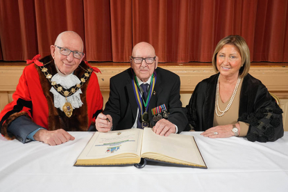 Freedom of the Borough awarded by Mid and East Antrim Borough Council to army veteran George Horner image