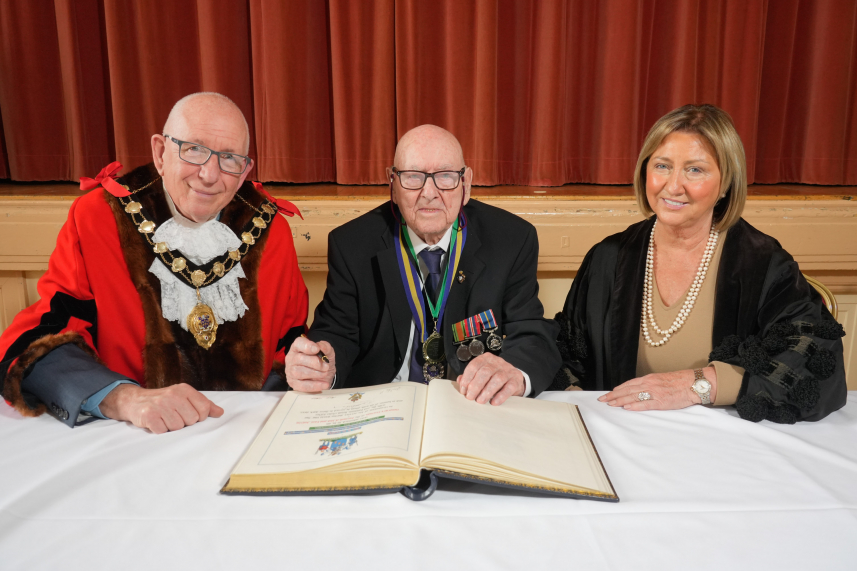 Freedom of the Borough awarded by Mid and East Antrim Borough Council to army veteran George Horner image