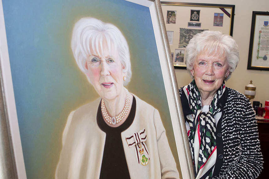 Council present Mrs Joan Christie CVO OBE with portrait image