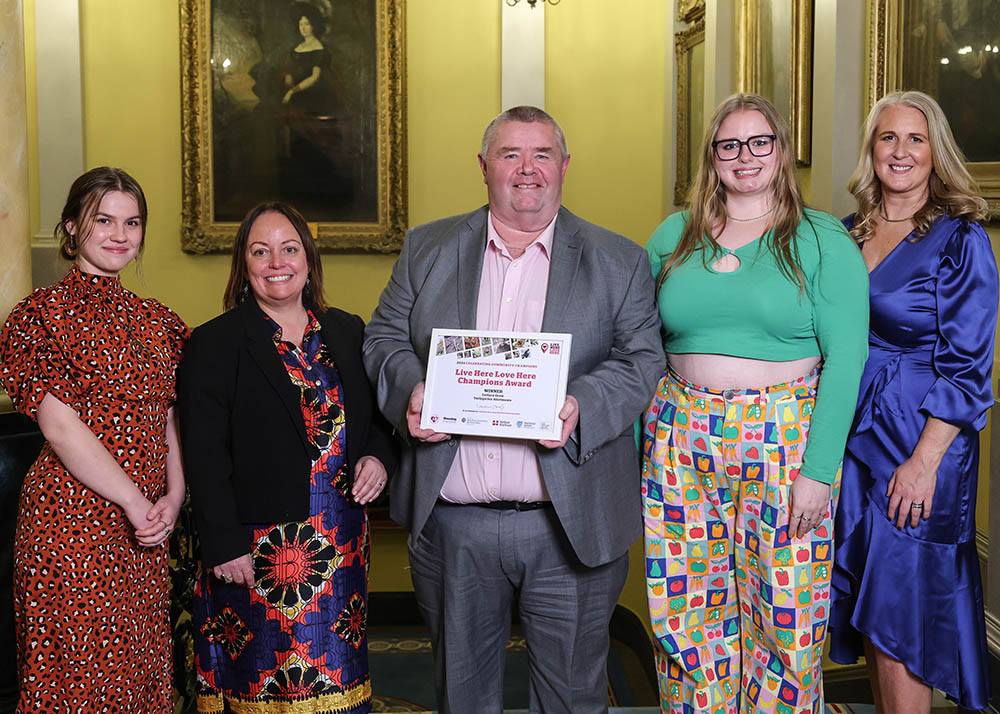 L-R - Kira Flanagan from Lettuce Grow, Tullygarley Allotments, Vanessa Postle Sustainable Development Officer at Mid and East Antrim Borough Council, William Millar from Lettuce Grow, Tullygarley Allotments, Thea Priestly from Lettuce Grow, Tullygarley Al