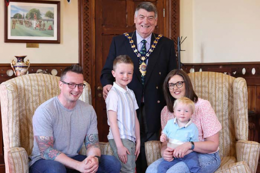 Mayor meets inspiring schoolboy Lewis Rennie image