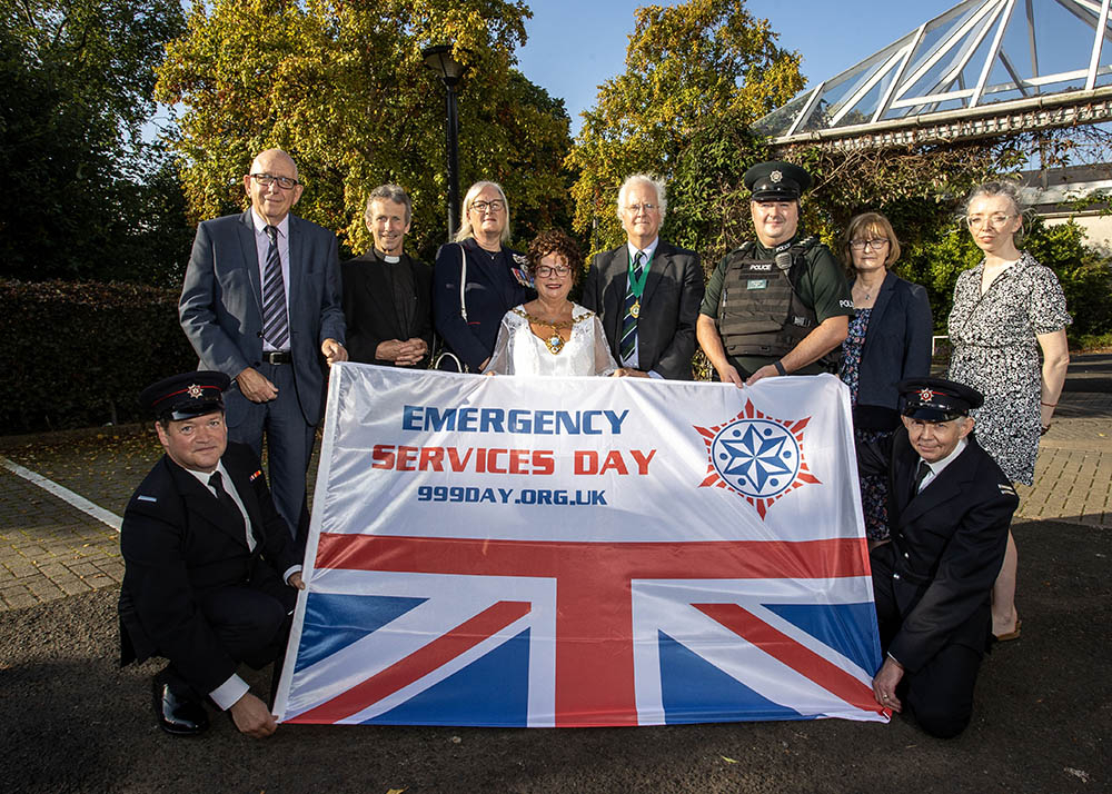 Mayor with guests at the 999 Day event