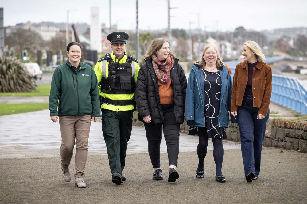(From left to right) Denise McVeigh from Mid and East Antrim Borough Council's Parks and Open Spaces team, PSNI Inspector Colin Ash, PCSP Chair Cllr Lauren Gray, PCSP Vice Chair Sharon Maxwell, and Local Neighbourhood PSNI Officer Julie McKeown.