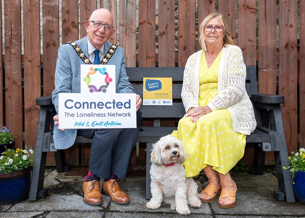 The Mayor of Mid and East Antrim, Cllr Jackon Minford and Mid and East Antrim Loneliness Network Chair, Marjorie Hawkins.