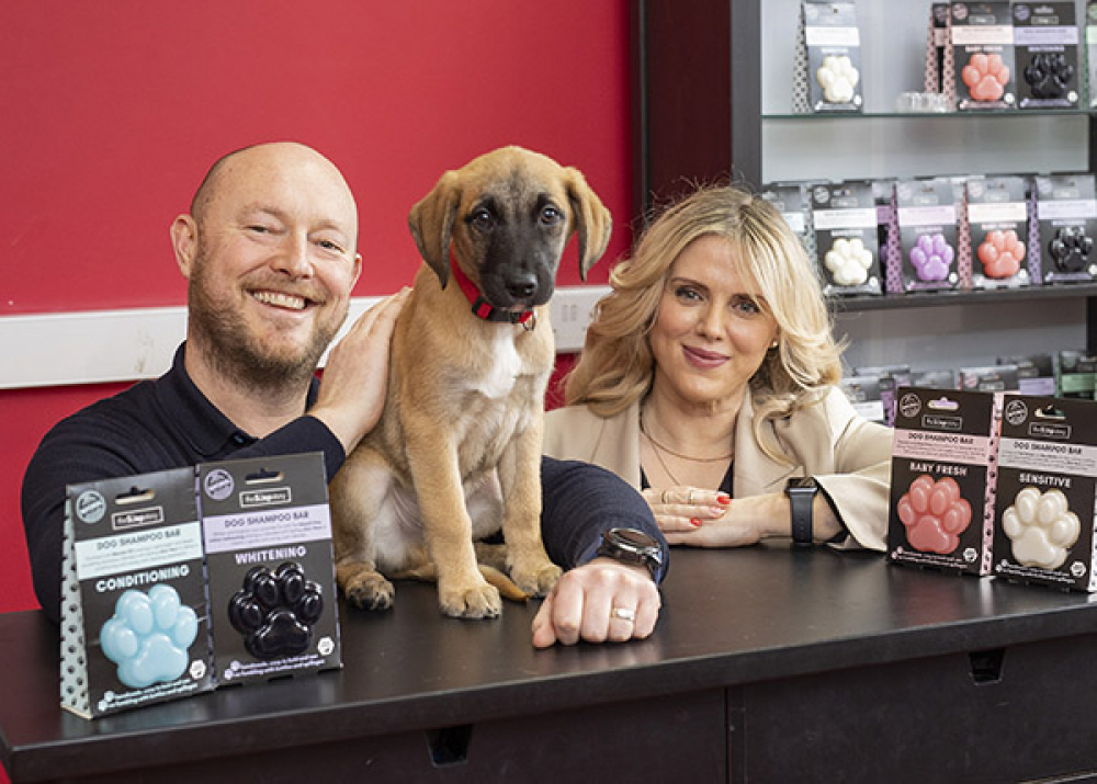 Mid and East Antrim Borough Council’s, Business Client Manager, Grainne O’Neill with Simon Waring - owner of Soap Story Ltd.