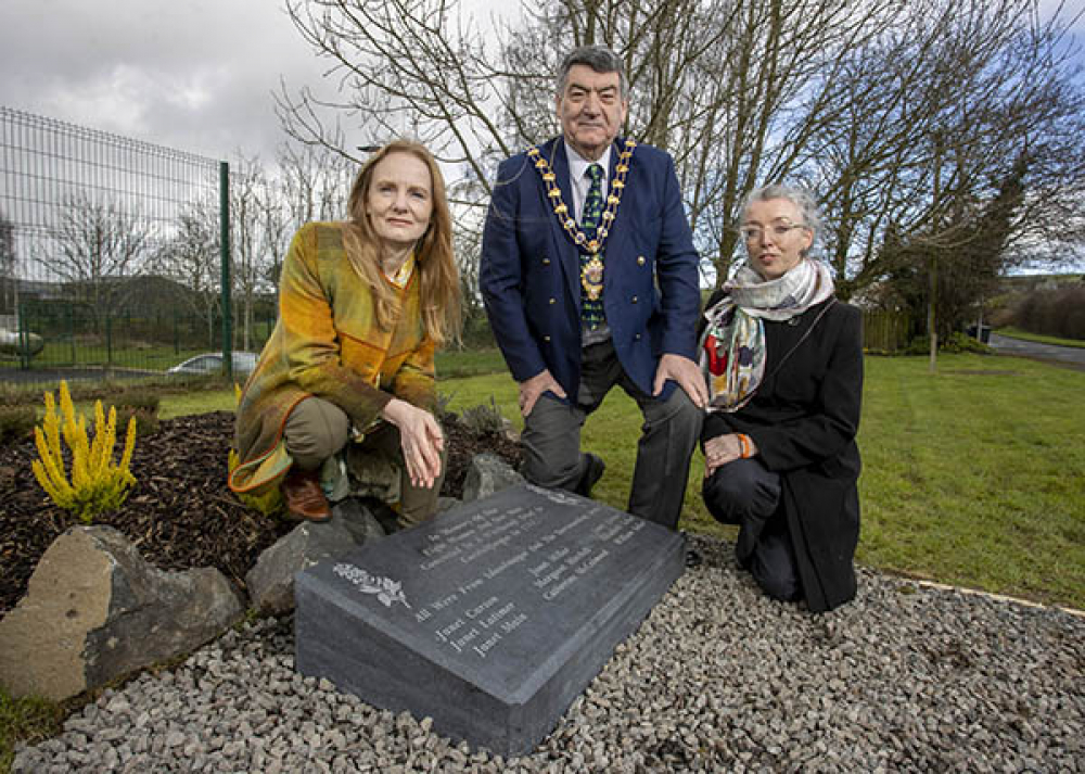Author Martina Devlin, Mayor Alderman Noel Williams and Councillor Maeve Donnelly