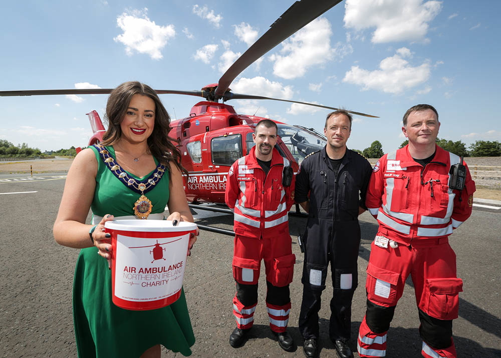 Mayor of Mid and East Antrim, Cllr Lindsay Millar with the AANI medical team