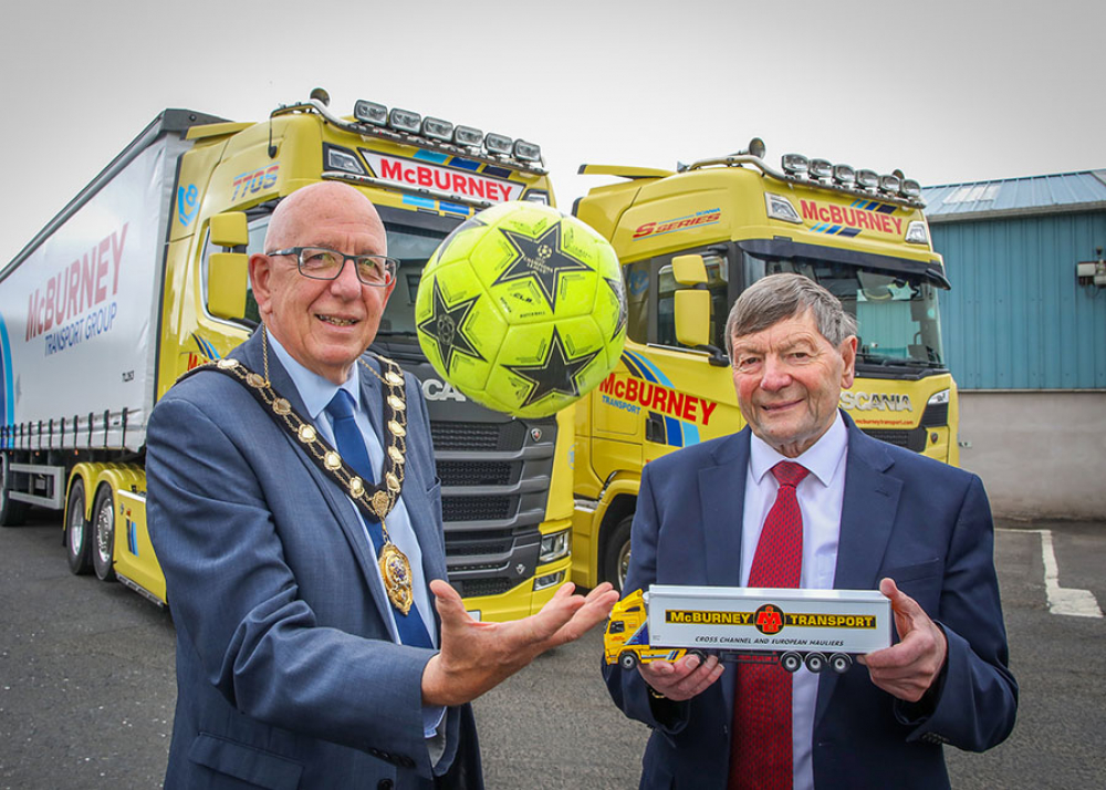 Mid and East Antrim Borough Council conferred the Freedom of the Borough on Norman McBurney OBE for his service to industry, sport and wider community. Mayor of Mid and East Antrim, Cllr Jackson Minford is joined by the new Freeman of the Borough, Norman