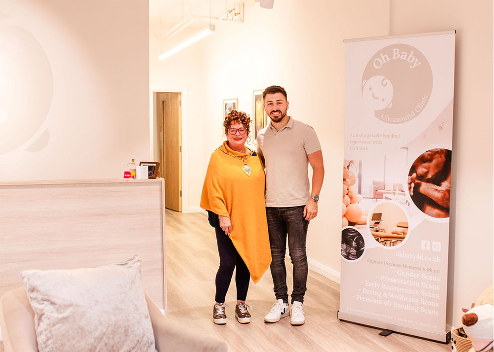 Mid and East Antrim Borough Council is delighted to support local entrepreneurs Kirsty and Phillip Gooderham - owners of Oh Baby Ultrasound Ltd. - who recently welcomed the Mayor to celebrate the launch of the company’s new health scanning service, at t