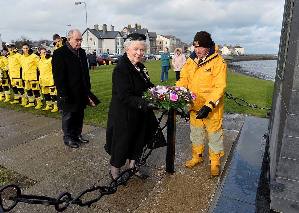 Mrs Joan Christie CVO OBE, Her Majesty’s Lord-Lieutenant of Co Antrim, laid a wreath at the memorial site for those who perished in the disaster.