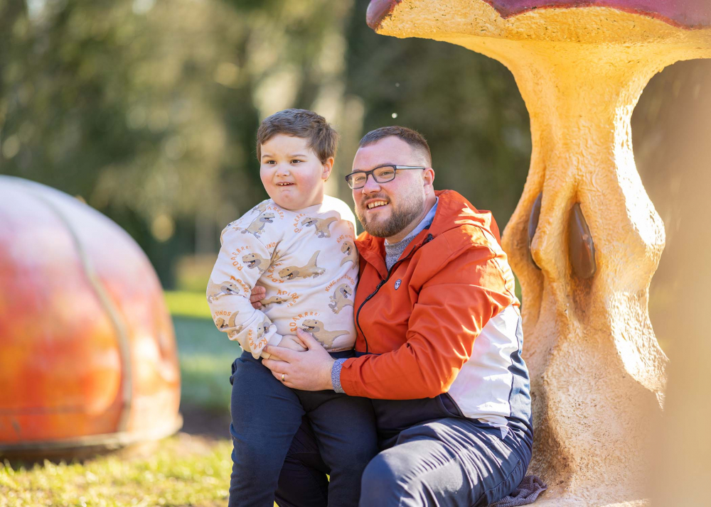 Dad and son enjoying People's Park, Ballymena