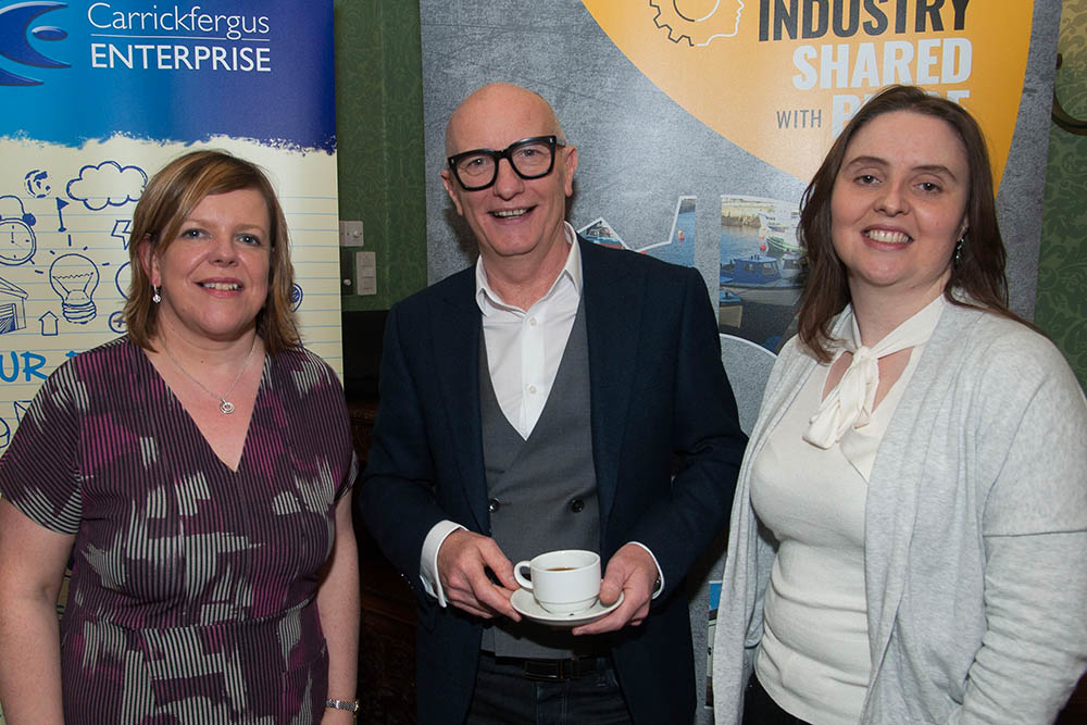 Colin Neill of Hospitality Ulster with Kelli Baghus of Carrickfergus Enterprise and Jayne Clarke, Museum & Heritage Manager Mid and East Antrim Museum & Heritage Service.