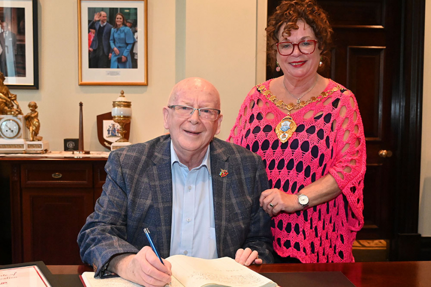 Mayor commends Tommy Nicholl MBE on 42 years of public service image