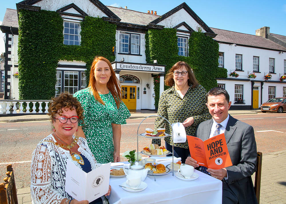 Both Londonderry Arms Hotel Laura Cowan, MEA Strategic Tourism and Regeneration Manager Denise O’Neill, Londonderry Arms Hotel Mayor Alderman Gerardine Mulvenna David Roberts, Director of Strategic Development at Tourism NI