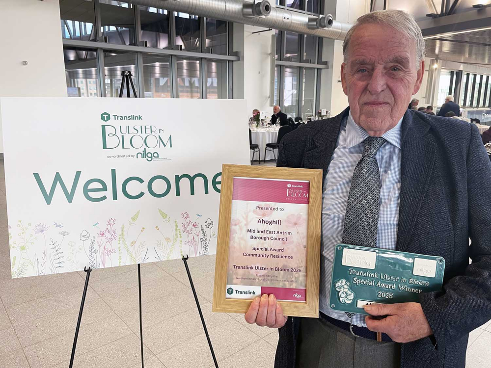 Ahoghill in Bloom volunteer John Wilson, with the team’s special award