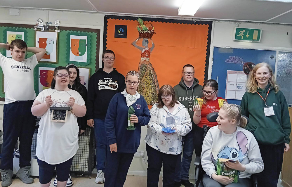 Roddensvale School’s Transitions EOD students, with their winning artwork ‘Patricia’ and Marlene Gattineau, MEA Growing Communities Officer, Parks & Open Spaces