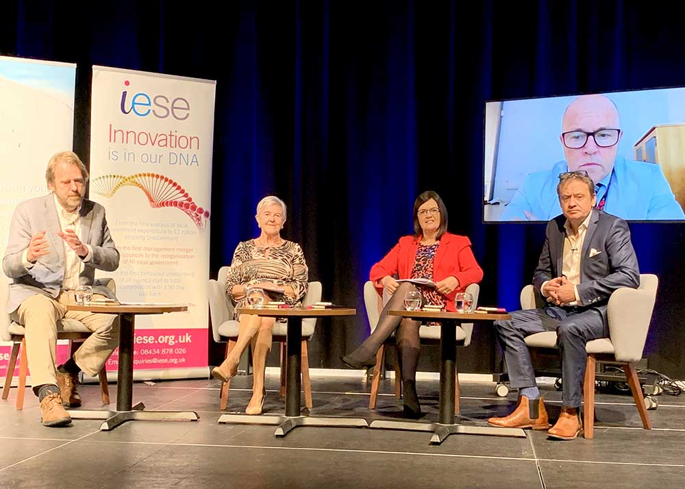 (L-R) Dr Andrew Larner, Chief Executive iESE; Alderman Audrey Wales; Karen Hastings, Mid and East Antrim Investment and Place Manager; Ian Bowers, Climate Change Manager Babergh & Mid Suffolk Councils; and Mark Hunter, Strategic Lead Food and Facilities,