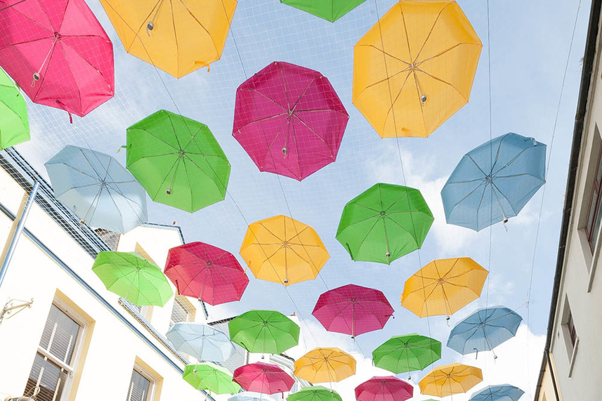 No April showers for Larne as town centre brollies bring Spring Festival to life image